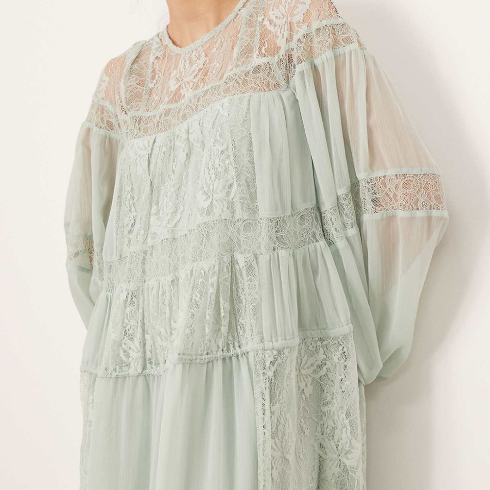 Arrange Chic Pastel Green Lace Maxi Dress